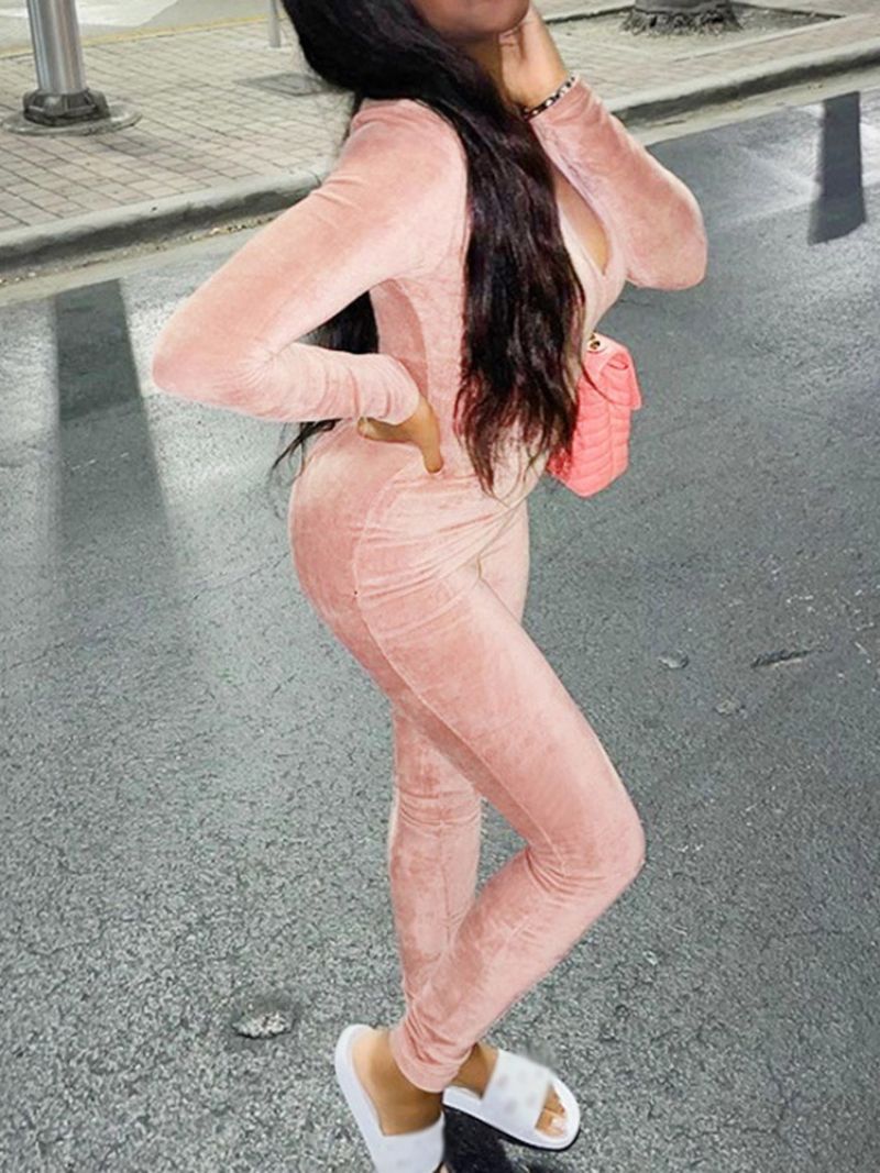 Σέξι Μονόχρωμο Παντελόνι Μολύβι Skinny Jumpsuit