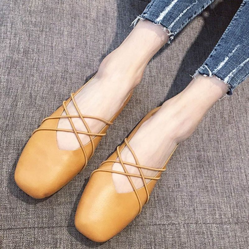 Γυναικεία Φλατ Pu Square Toe Slip-On