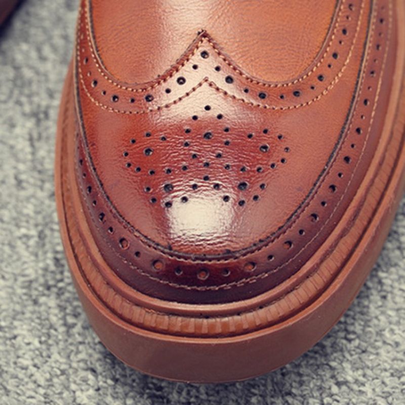 Ανδρικά Άνετα Παπούτσια Pu Hollow Round Toe Lace-Up