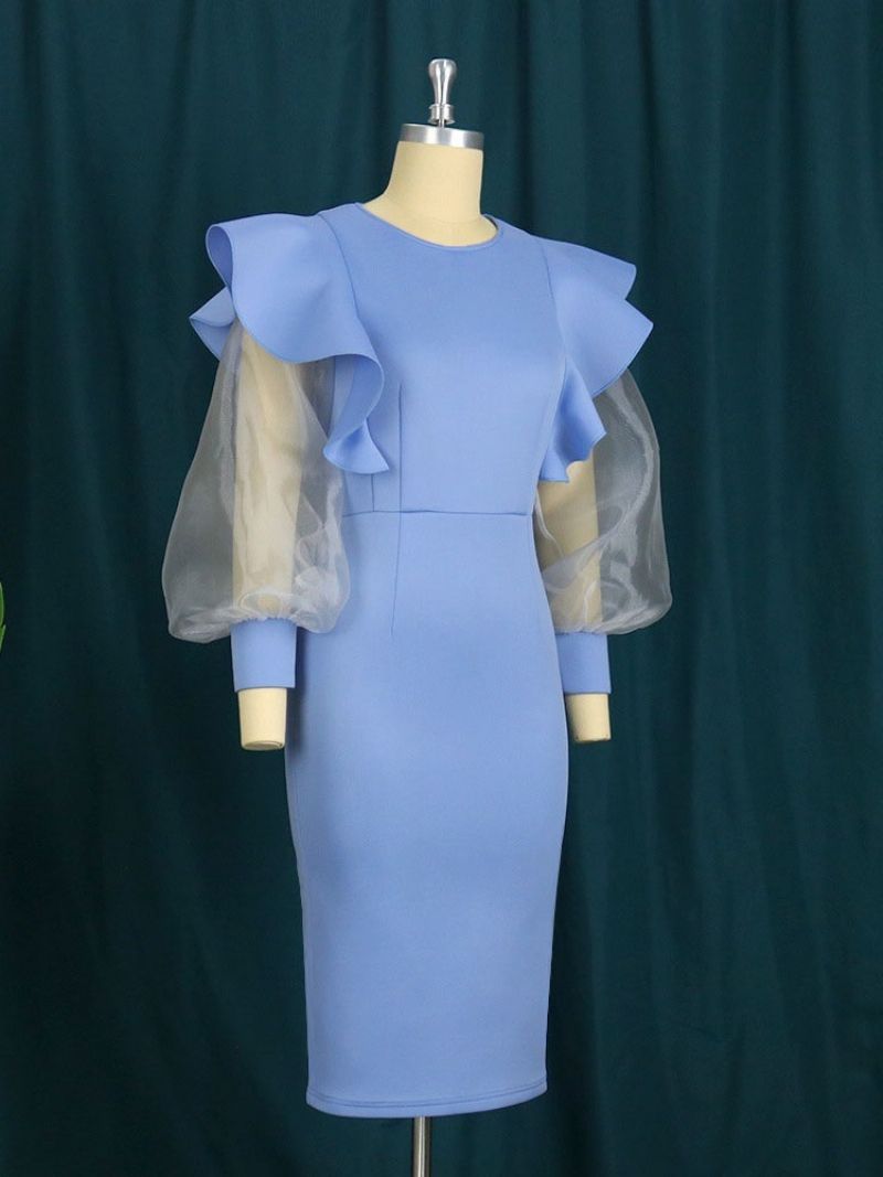 Φόρεμα Bodycon Με Ψηλόμεσο Μακρυμάνικο Με Στρογγυλό Λαιμό Μέχρι Το Γόνατο