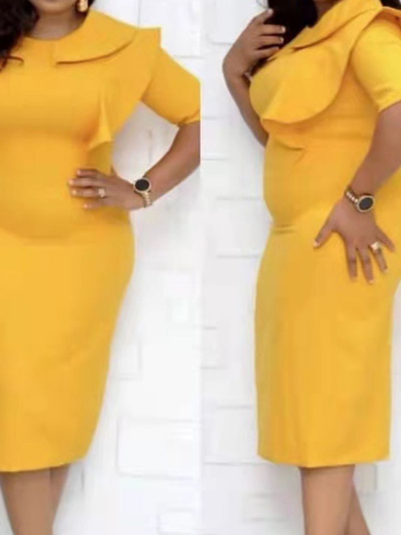 Καλοκαιρινό Φόρεμα Falbala Bodycon Με Μισό Μανίκι