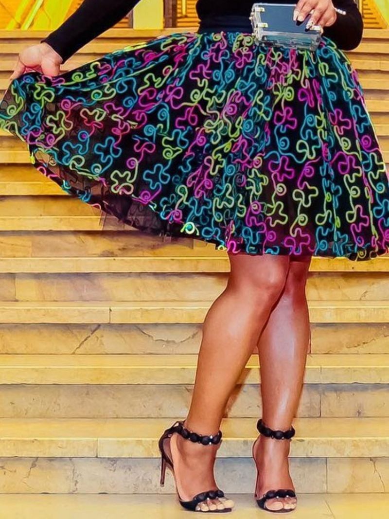 Casual Φούστα A-Line Print Μέχρι Το Γόνατο